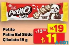 ETİ PETİTO PATİM BOL SÜTLÜ ÇİKOLATA 18 G ETİ PETİTO PATİM BOL SÜTLÜ ÇİKOLATA 18 G